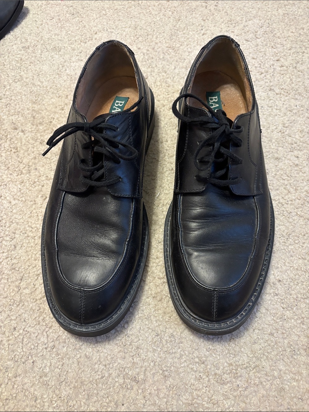 Bass Black Leather Lace-Up Dress Shoes